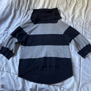 Cashmere Black and Gray Turtleneck Sweater